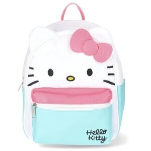 Sanrio Hello Kitty Women's Mini Backpack White Pink Teal Plush Bag NWT